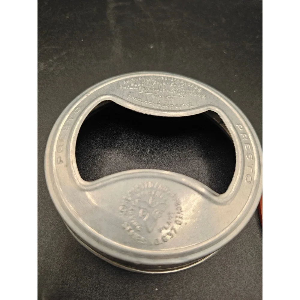 Vintage Presto Glass Top Canning Jar Lid Aluminum Band Glass Insert Red Gasket